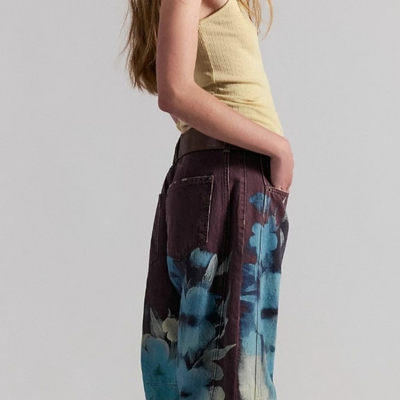 Free People Floral Barrel Pants * Size 28 *NWOT .. - Picture 4 of 4